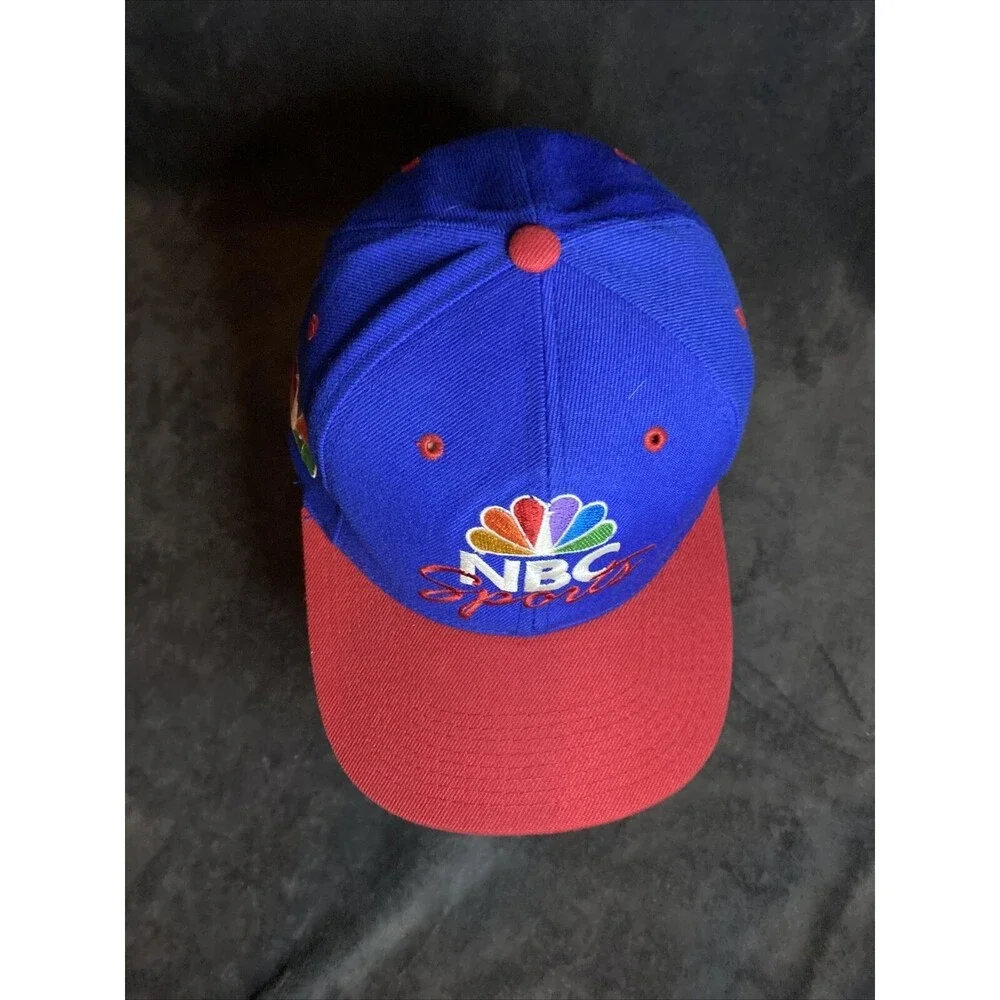 Vintage 90s NBC Sports Snapback Hat Cap Sports Specialties Adjustable Blue/Red